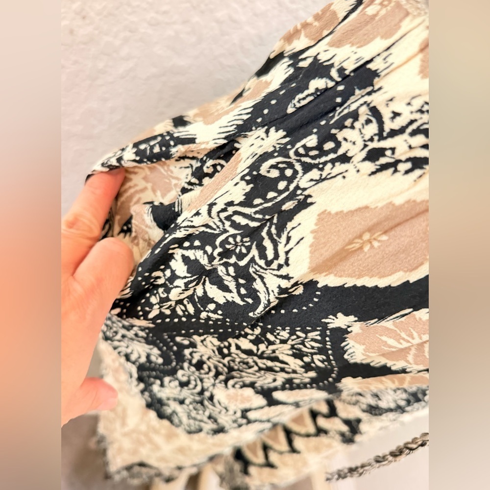 Lovestitch Boho Snake Print Midi Dress in Black & Cream size small - Picture 6 of 16